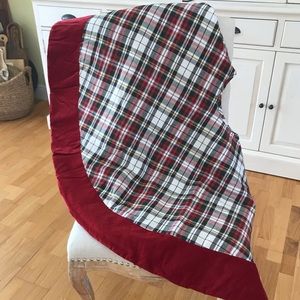 POTTERY BARN DENVER PLAID CHRISTMAS TREE SKIRT.